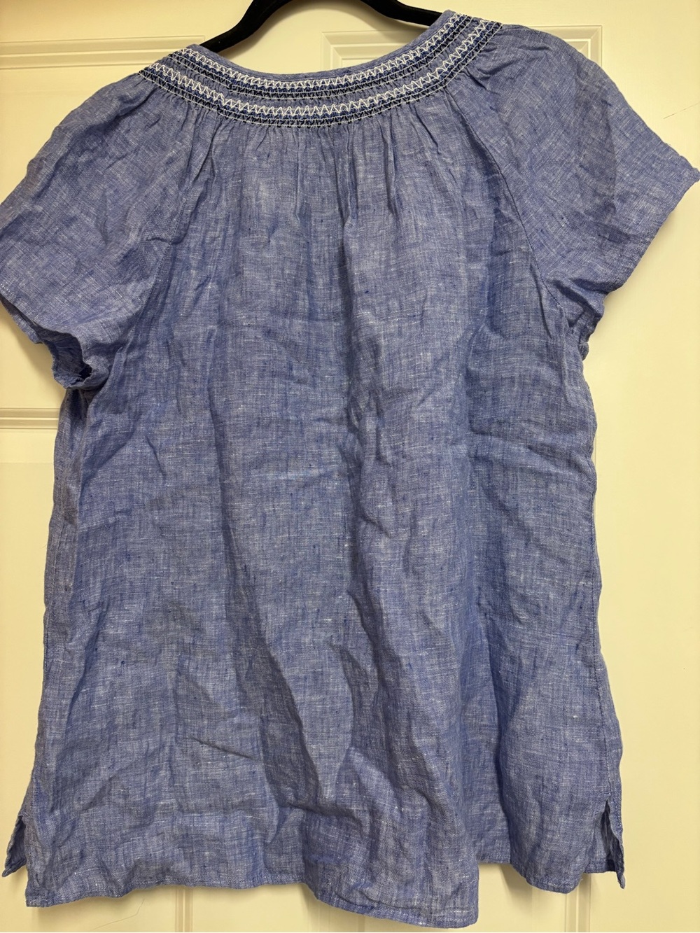Talbots 100% Linen Embroidered Peasant Boho Blouse - Picture 3 of 8